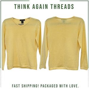 Gio Villani 100% Fine Merino Wool Womens Yellow Sweater Size Medium